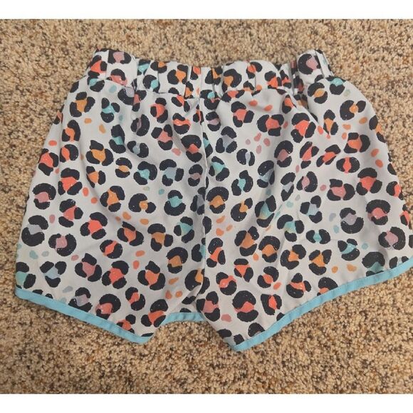 Okie Dokie Leopard Print Athletic Shorts with Blue Trim - Picture 3 of 4